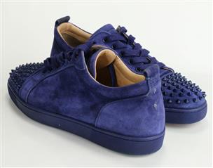 Christian Louboutin Louis Junior Spikes Suede Sneaker in Blue for